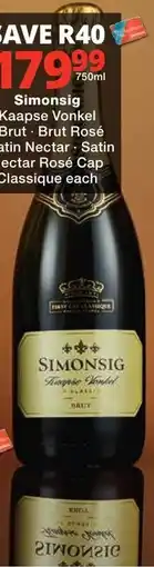 Checkers Liquor Shop Simonsig Kaapse Vonkel Brut · Brut Rosé offer