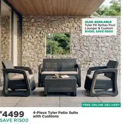 House & Home 4-Piece Tyler Patio Suite with Cushions offer