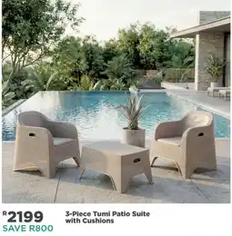 House & Home 3-Piece Tumi Patio Suite with Cushions offer