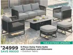 House & Home 6-Piece Daisy Patio Suite with Cushions and Ottomans offer