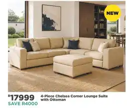 House & Home 4-Piece Chelsea Corner Lounge Suite with Ottoman offer