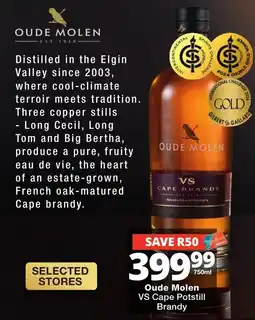 Checkers Liquor Shop Oude Molen VS Cape Potstill Brandy offer