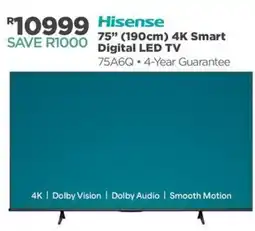 House & Home Hisense 75" (190cm) 4K Smart Digital LED TV offer