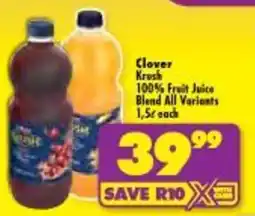 Shoprite Clover Krush 100% Fruit Juice Blend All Variants offer