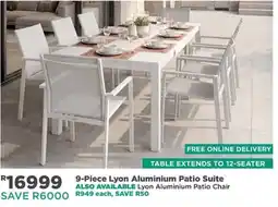 House & Home 9-Piece Lyon Aluminium Patio Suite offer