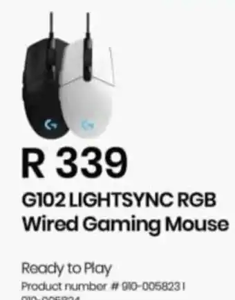 G102 LIGHTSYNC RGB Wired Gaming Mouse