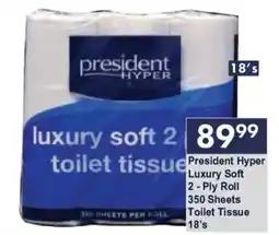 President Hyper President Hyper Luxury Soft 2-Ply Roll Toilet Tissue offer