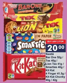President Hyper Nestlé Bar One / Tex / Lion Tex / Smarties / Kit Kat offer