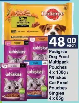 President Hyper Pedigree Dog Food Multipack Pouches / Whiskas Cat Food Pouches Singles offer