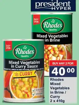 President Hyper Rhodes Mixed Vegetables in Brine / Curry offer