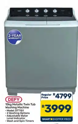 Pick n Pay Hypermarket DEFY 15kg Metallic Twin Tub Washing Machine offer