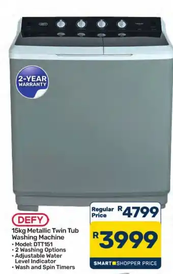 DEFY 15kg Metallic Twin Tub Washing Machine