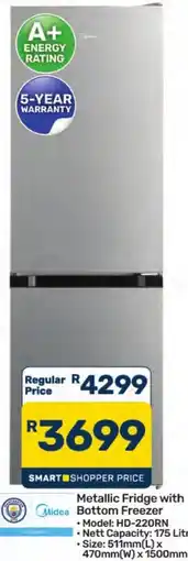 Pick n Pay Hypermarket Metallic Fridge with Bottom Freezer Midea offer