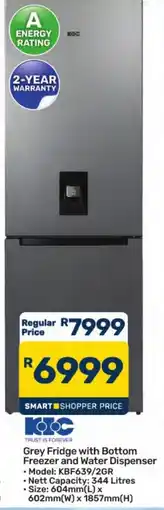 Pick n Pay Hypermarket Grey Fridge with Bottom Freezer and Water Dispenser offer