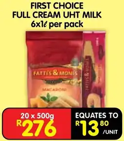 Shoprite FIRST CHOICE FULL CREAM UHT MILK offer