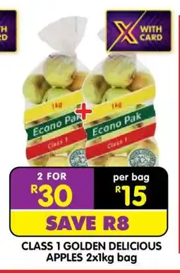 Shoprite CLASS 1 GOLDEN DELICIOUS APPLES 2x1kg bag offer