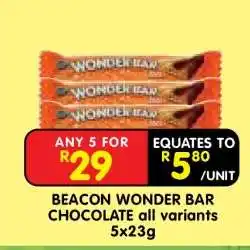 Shoprite BEACON WONDER BAR CHOCOLATE all variants 5x23g offer