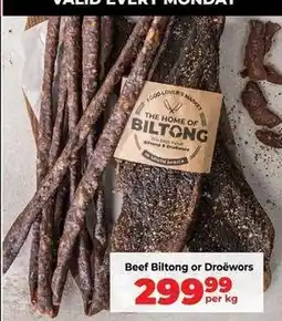 Food Lover's Market Beef biltong or droëwors offer