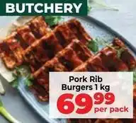 Food Lover's Market Pork rib burgers offer
