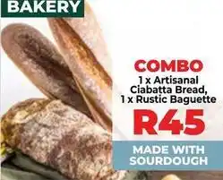 Food Lover's Market 1 x artisanal ciabatta bread, 1 x rustic baguette offer