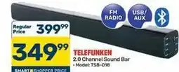 Pick n Pay Hypermarket Telefunken - 2.0 channel sound bar - model: tsb-018 offer