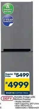 Pick n Pay Hypermarket Defy - metallic fridge with bottom freezer - model: dac447 offer