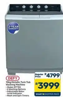 Pick n Pay Hypermarket Defy - 15kg metallic twin tub washing machine offer