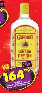 Shoprite Liquor Gordon's - london dry gin / pink berry / sunset orange spirit aperitif offer