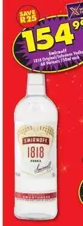 Shoprite Liquor Smirnoff - 1818 original/infusions vodka offer