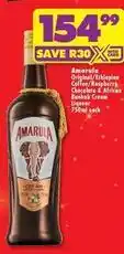Shoprite Liquor Amarula - original/ethiopian coffee/raspberry chocolate & african baobab cream liqueur 750ml offer