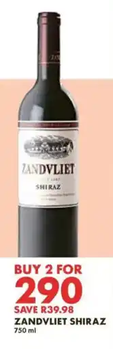 Woolworths ZANDVLIET SHIRAZ offer