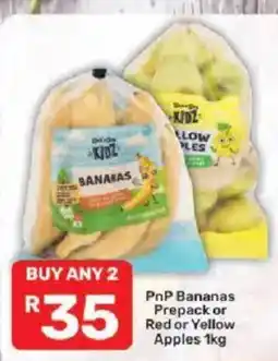 Pick n Pay PnP Bananas Prepack or Red or Yellow Apples offer