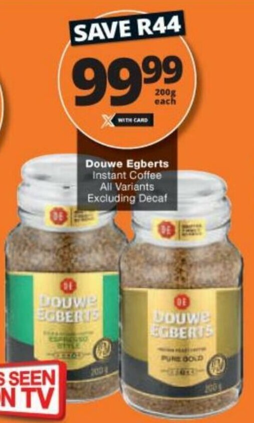 Douwe Egberts 200g offer at Checkers Hyper