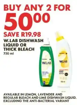 Woolworths W.LAB Dishwash Liquid or Thick Bleach offer