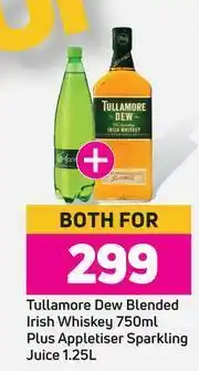 Game Tullamore Dew Blended Irish Whisky 750ml Plus Appletiser Sparkling Juice 1.25L-For Both offer