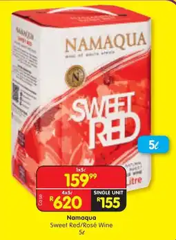 Shoprite Liquor Namaqua Sweet Red/Rosé Wine offer
