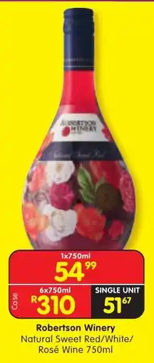 Shoprite Liquor Robertson Winery Natural Sweet Red/White/Rosé Wine 750ml offer