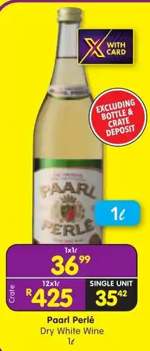 Shoprite Liquor Paarl Perlé Dry White Wine offer