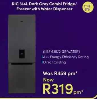 KIC 314L Dark Grey Combi Fridge/Freezer with Water Dispenser