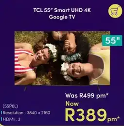 Teljoy TCL 55" Smart UHD 4K Google TV offer
