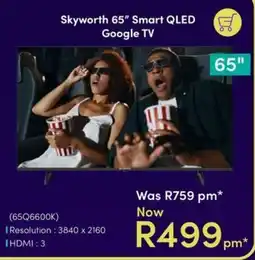 Teljoy Skyworth 65" Smart QLED Google TV offer