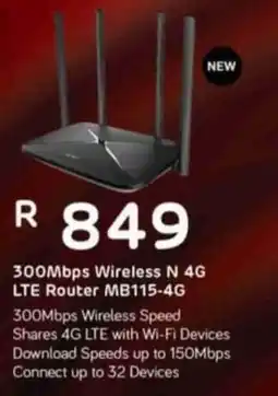 Computer Mania 300Mbps Wireless N 4G LTE Router MB115-4G offer