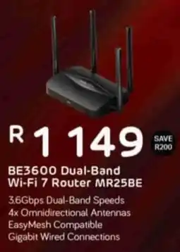 Computer Mania BE3600 Dual-Band Wi-Fi 7 Router MR25BE offer