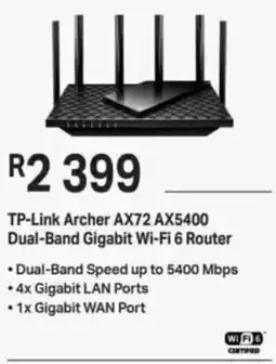 Computer Mania TP-Link Archer AX72 AX5400 Dual-Band Gigabit Wi-Fi 6 Router offer