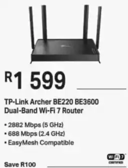Computer Mania TP-Link Archer BE220 BE3600 Dual-Band Wi-Fi 7 Router offer