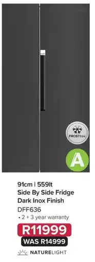 Kloppers Side By Side Fridge Dark Inox Finish DFF636 offer