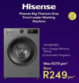 Teljoy Hisense 6kg Titanium Grey Front Loader Washing Machine offer