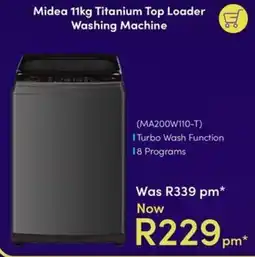 Teljoy Midea 11kg Titanium Top Loader Washing Machine offer