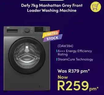 Defy 7kg Manhattan Grey Front Loader Washing Machine