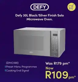 Teljoy Defy 30L Black/Silver Finish Solo Microwave Oven offer